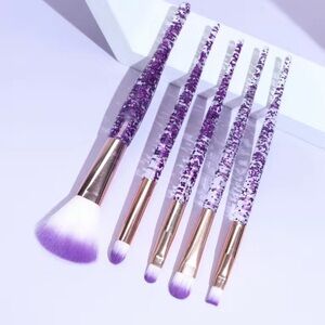 NWT Glitter Makeup Brush Set - Purple 5 Piece
